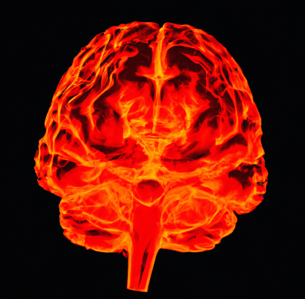 A scan of the brain in a deep red and orange, showing the widespread effects that cortisol can have on the brain_Know which supplements can help reduce cortisol levels_wearehumans.digital