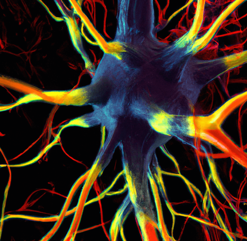 An image of neuronal activity firing between synapses in the brain, representing how anandamide supplements activate the endocannabinoid system and release serotonin and dopamine 3_wearehumans.digital