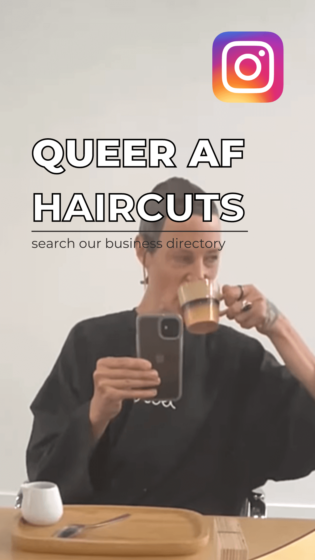 Intersex advocate Rae sharing on Instagram their Queer AF non-binary haircut experience at a salon in London – aiming to promote awareness of gender euphoria versus gender dysphoria